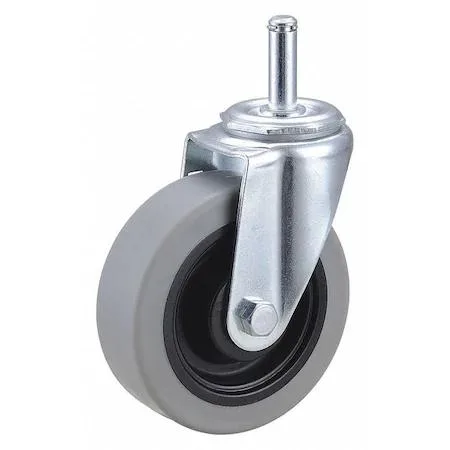 Four inch polyurethane wheel on zinc plated steel swivel stem caster
