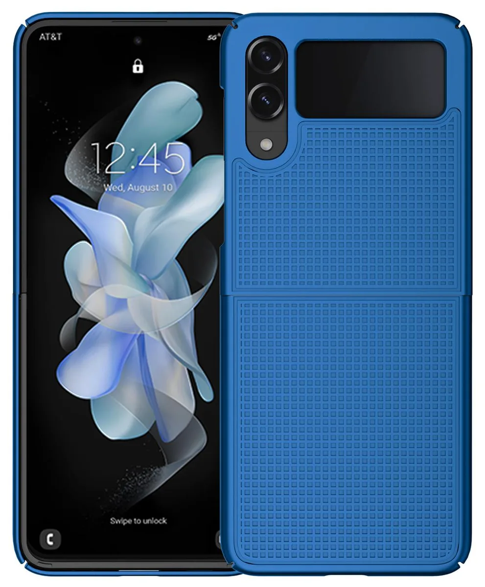 Nakedcellphone Nakedcellphone Textured Grid Hard Case for Samsung Galaxy Z Flip 4 5G (SM-F721U, 2022) Cobalt Blue — product photo