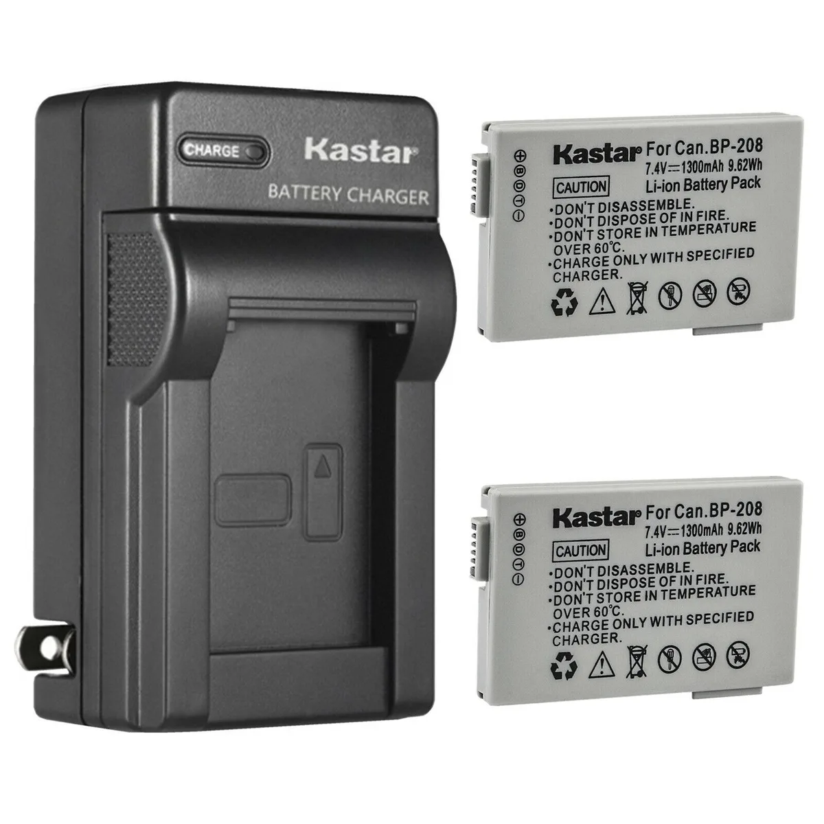 Kastar Kastar BP-208 2-pack Li-Ion camera battery &amp; AC charger — product photo