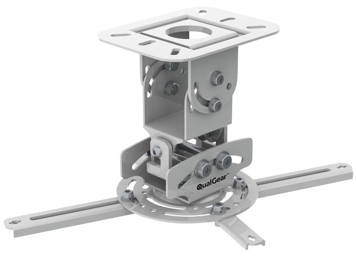 White metal ceiling projector mount with adjustable arms