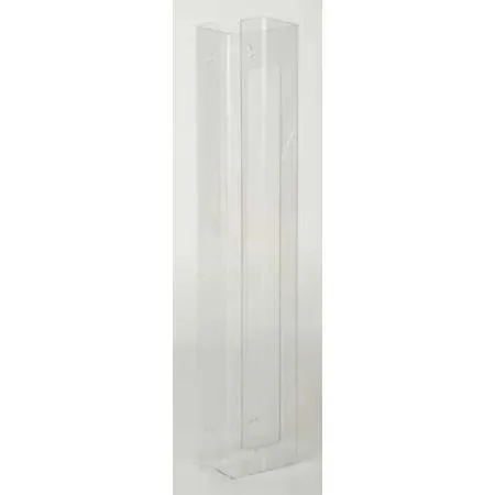 Clear PETG wall-mounted glove dispenser holding three boxes horizontally, 30 inches tall