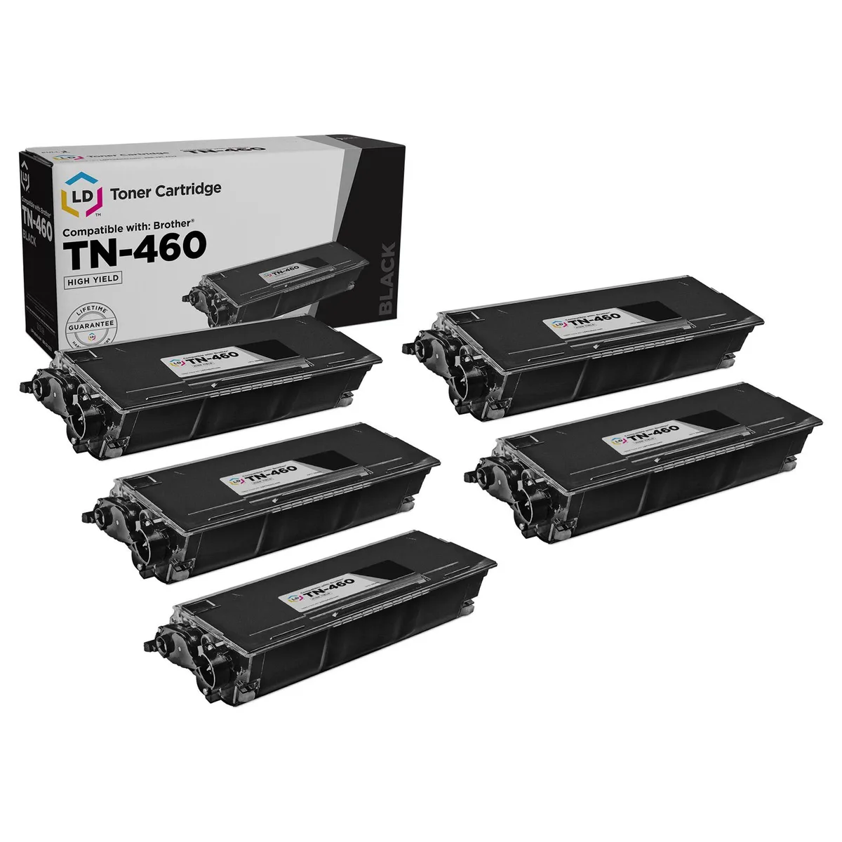 Brother Brother TN460 High Yield Black Toner Cartridge 5-Pack ink cartridges (genuine brands) — product photo