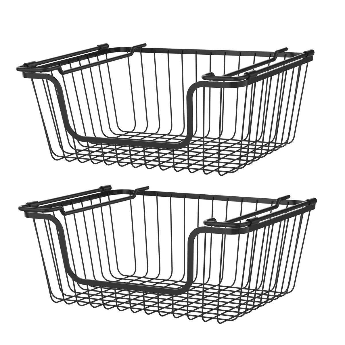 Oceanstar Design Oceanstar Design Stackable Wire Storage Baskets Black Set of 2 10.32" x 14.18" x 5.71 — product photo