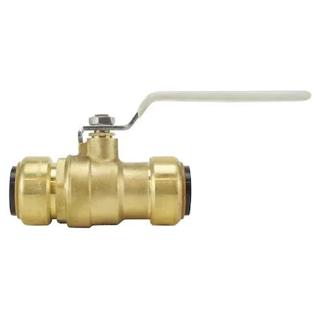 3/4 inch brass push-to-connect ball valve with lever handle