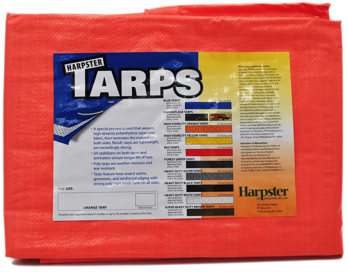 Tarps Direct Tarps Direct 18 x 24 High Visibility Orange 3.3 oz Poly Tarp 8 Mil — product photo