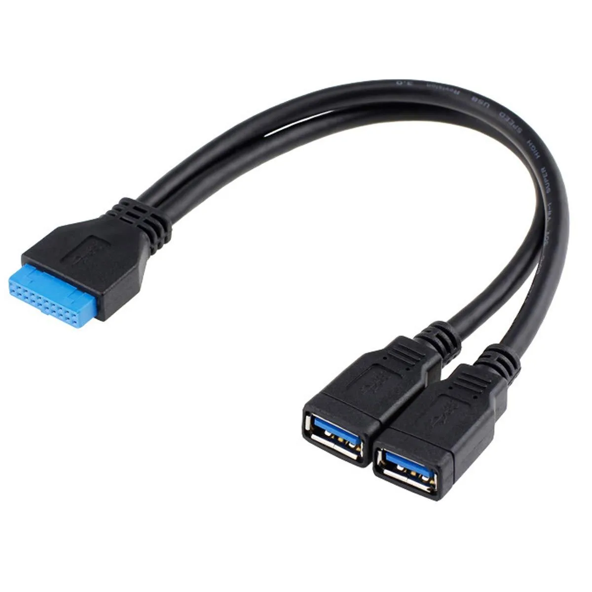 LORDWORLD LORDWORLD USB 3.0 19/20-Pin Male to 2 Female Y Splitter 20cm — product photo