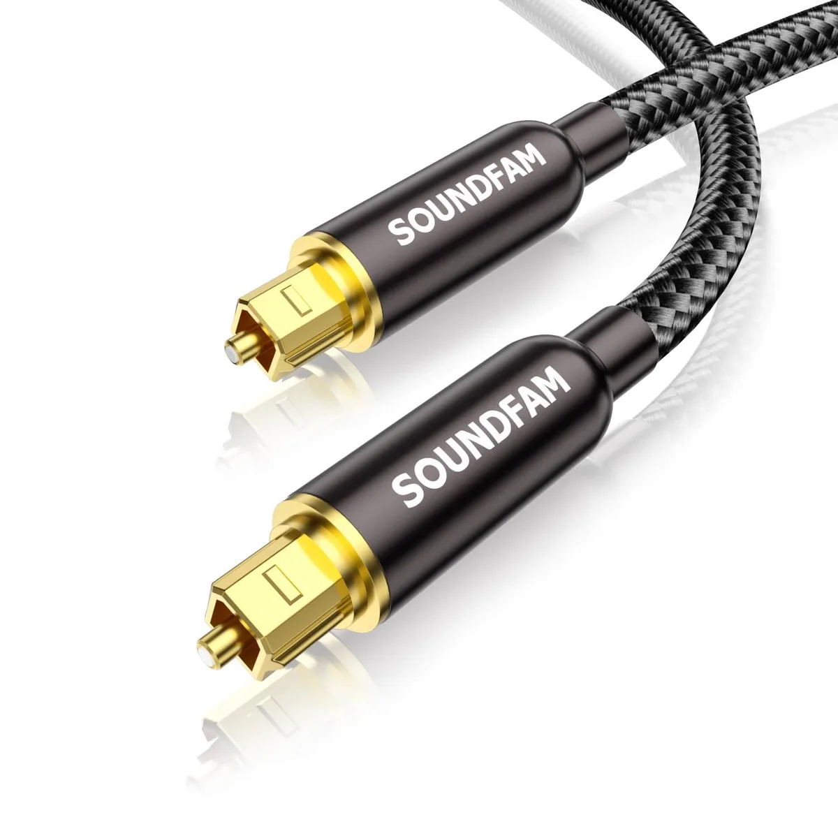 SOUNDFAM Toslink Digital Optical Audio Cable 10ft 3M Cotton Braided Black — product photo