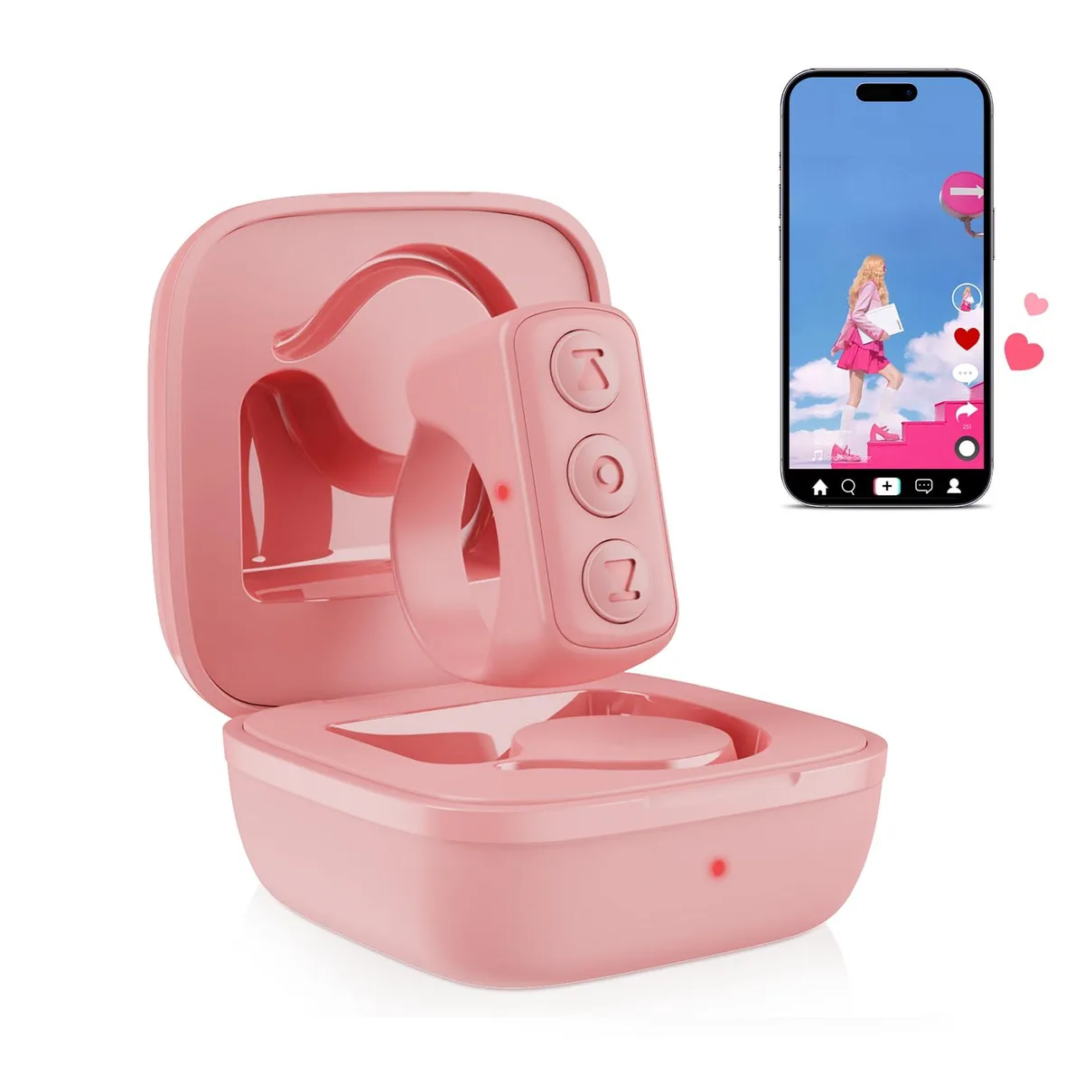 TikTok Scrolling Ring Bluetooth Page Turner Pink 12h 30ft — product photo