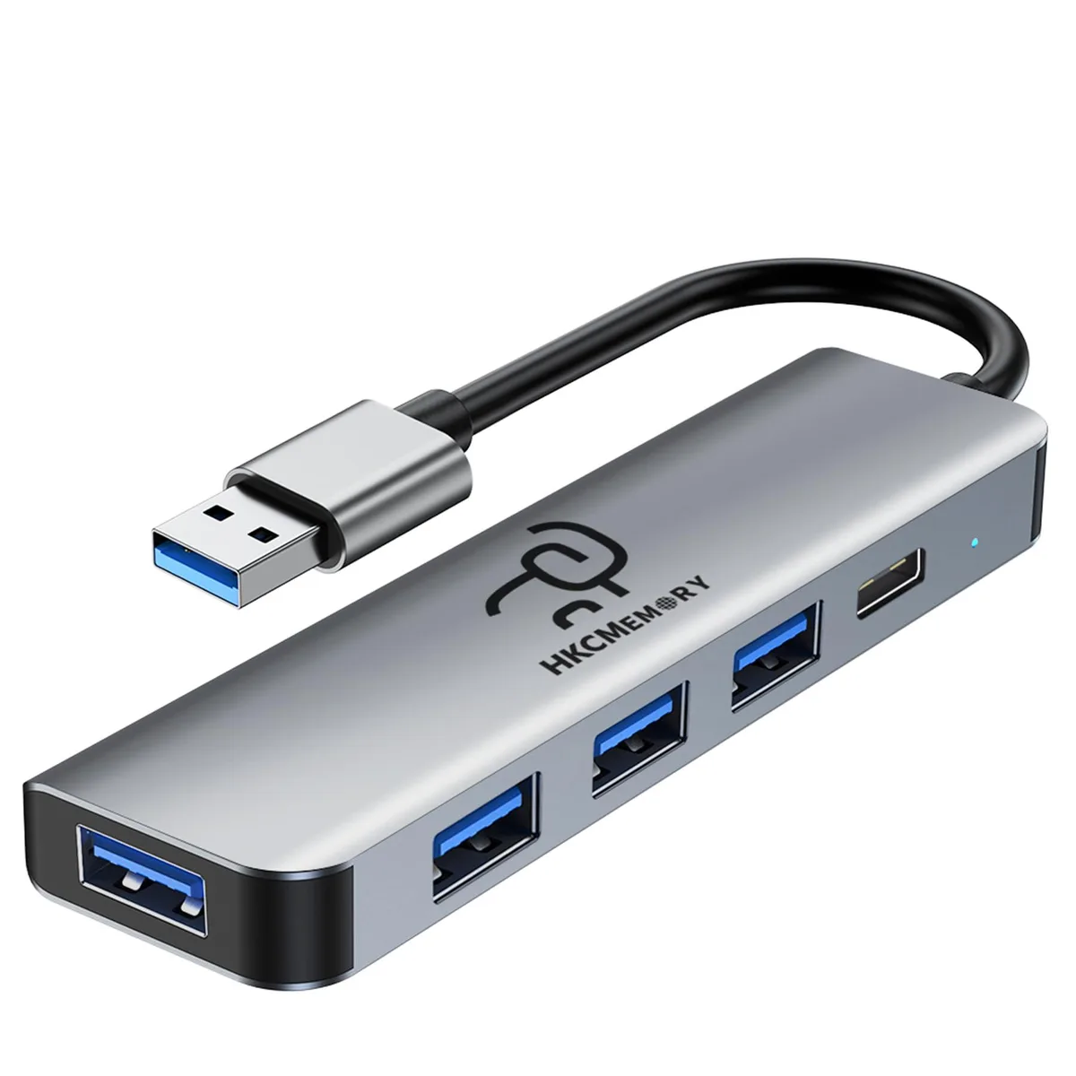  HKCMEMORY 5-in-1 USB A Hub Splitter Adapter Gray — product photo