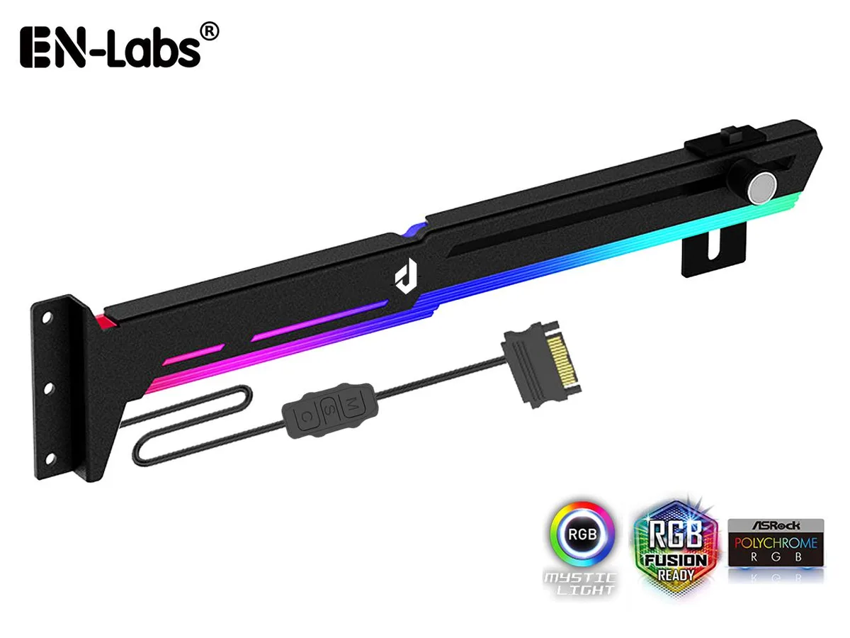 EN-Labs EN-Labs GPU Brace with 5V ARGB Strip and SATA Controller, 3 PCI Mount, Black — product photo