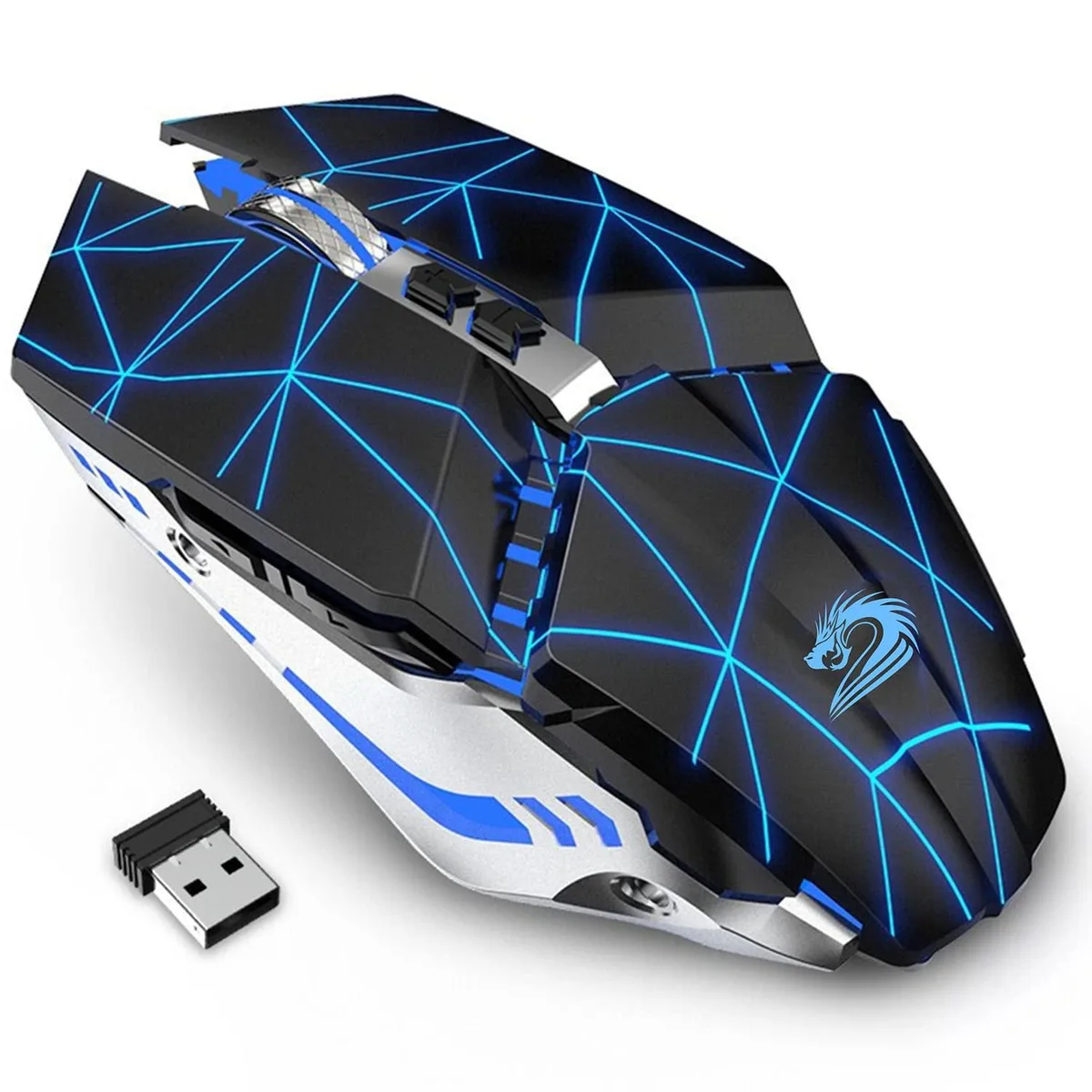 TENMOS T12 Wireless Gaming Mouse 16 Buttons 2400 DPI Starry Black — product photo