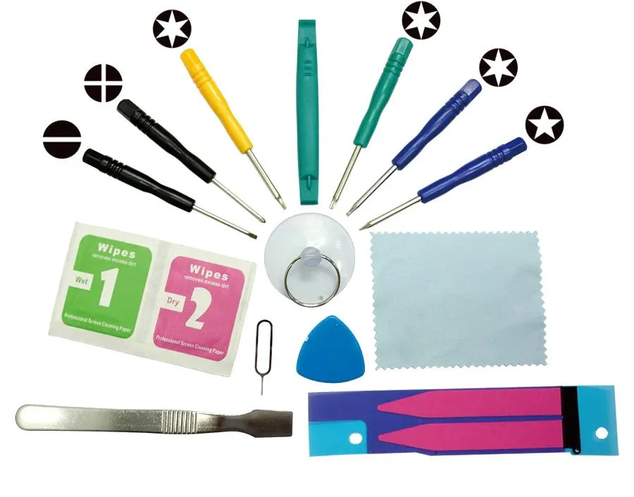 Compact kit with precision screwdriver, alcohol wipes and SIM ejector tool