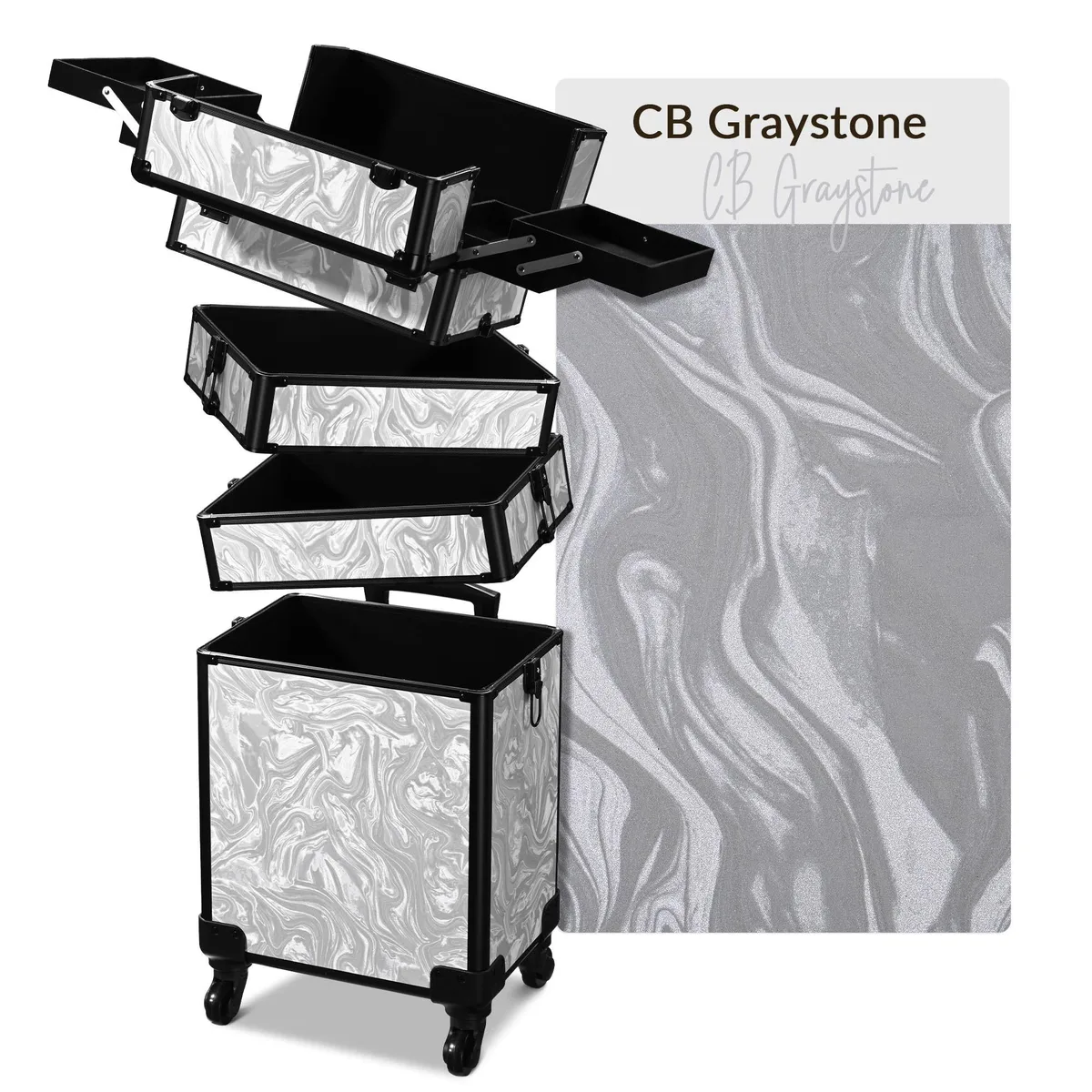 Byootique Byootique 4-in-1 Rolling Makeup Train Case XL CTB Gray — product photo