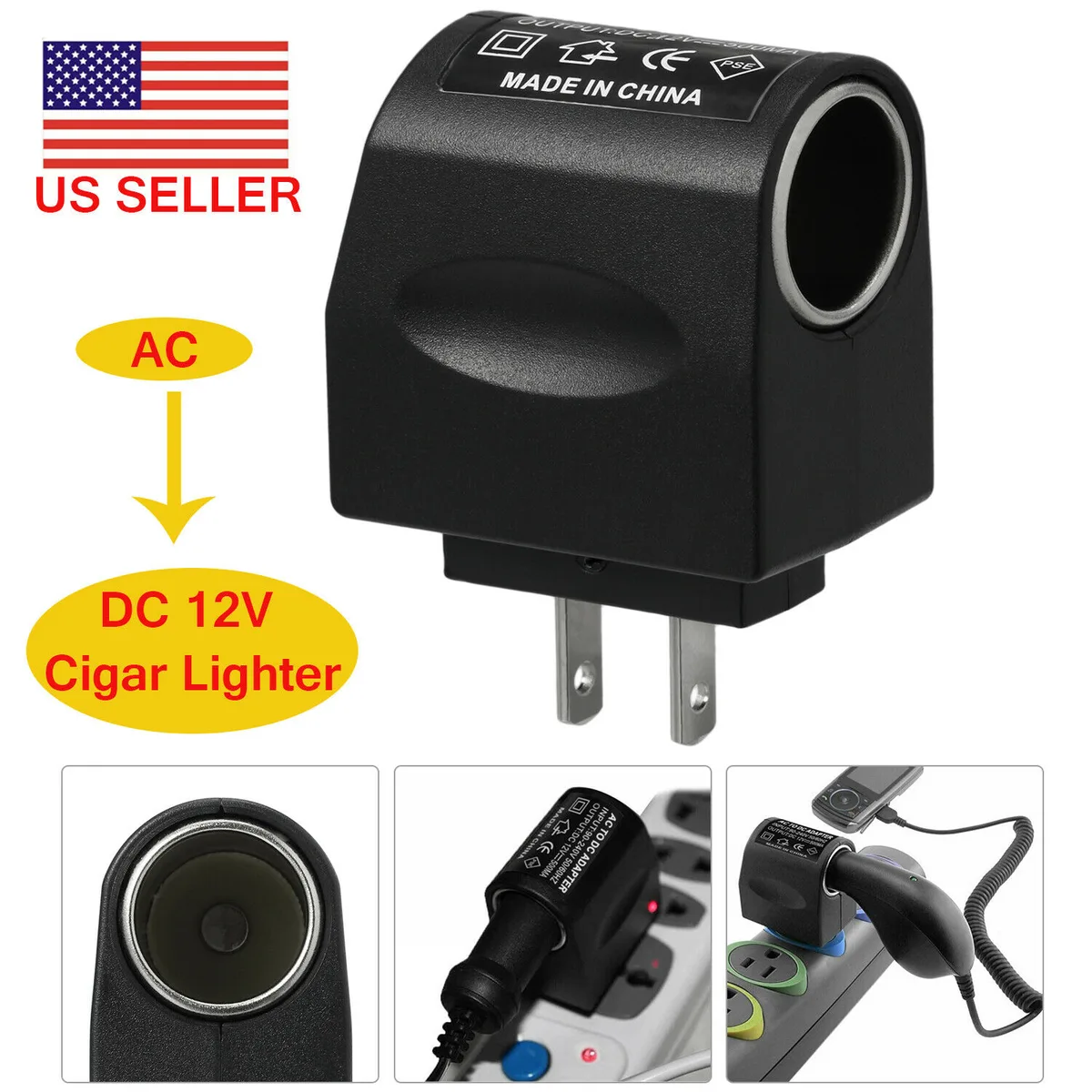 xfactory xfactory 110-240V AC to 12V DC Car Cigarette Lighter Adapter — product photo