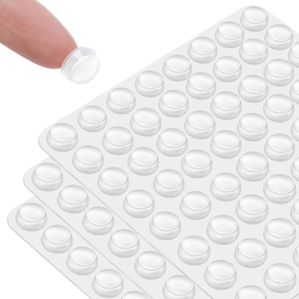 Clear silicone cabinet door bumpers, 192 pieces, self-adhesive pads for drawers and doors