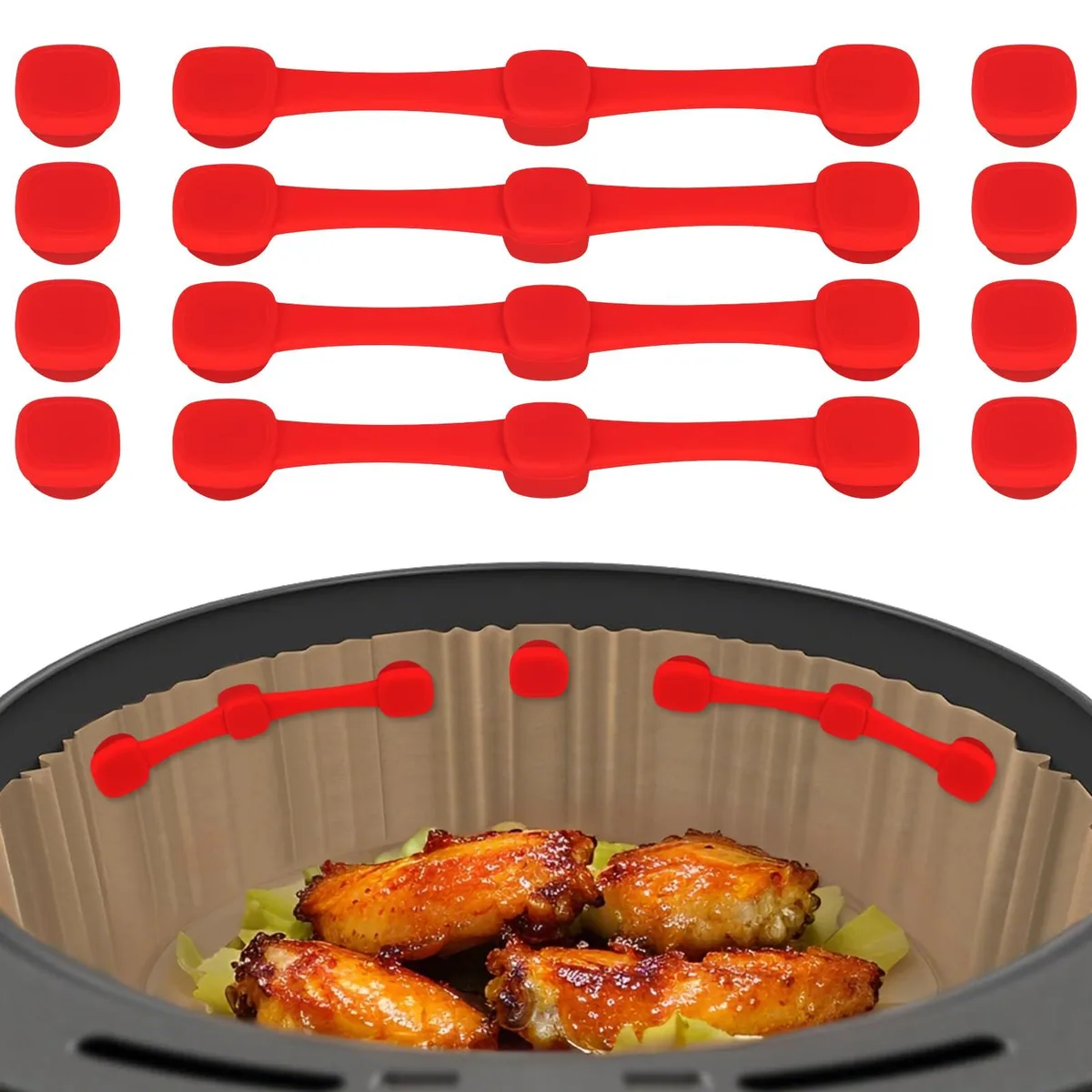Orange and black checkered silicone magnetic buckle for air fryer parchment paper