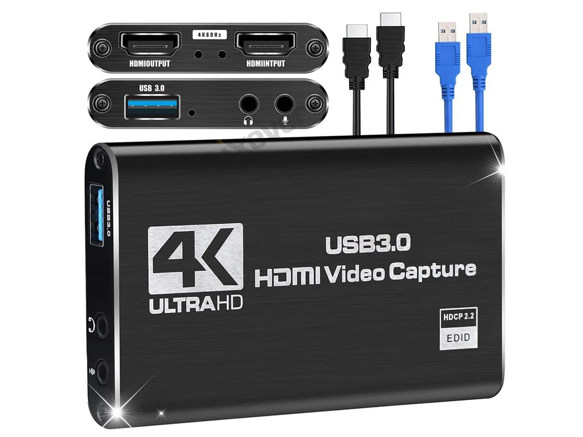 iXever iXever Video Capturing Device USB 3.0 HDMI Loop-Out 1080P 60FPS Black — product photo