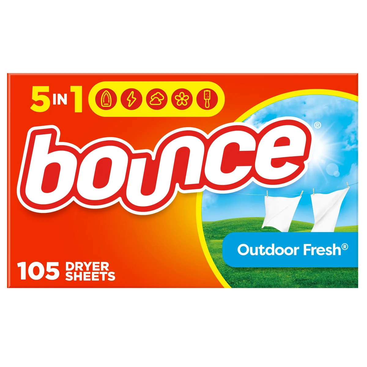 Bounce Bounce Dryer Sheets Outdoor Fresh 105 Count — product photo