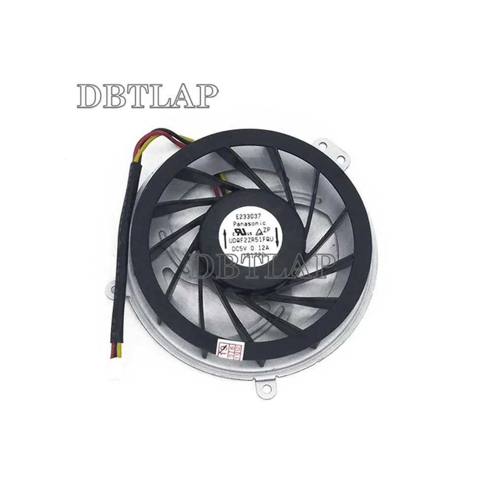 Small black laptop CPU cooling fan with plastic housing and wire connector