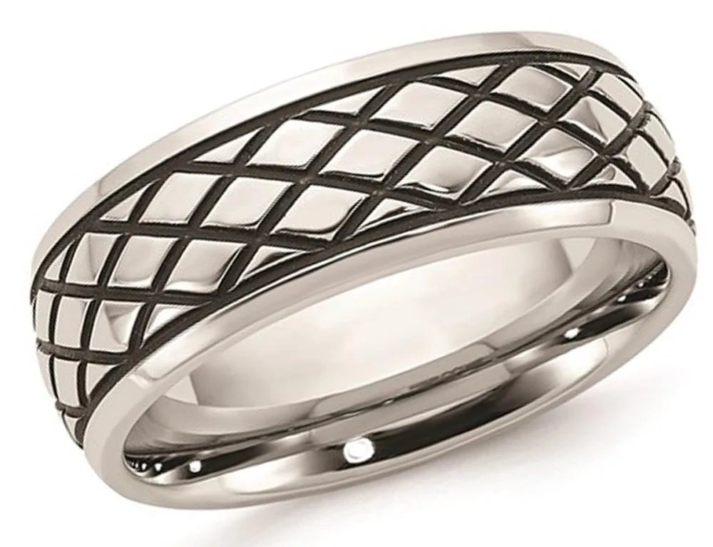 Gem &amp; Harmony Gem &amp; Harmony 8.00 mm Polished Checkered Pattern Ring — product photo