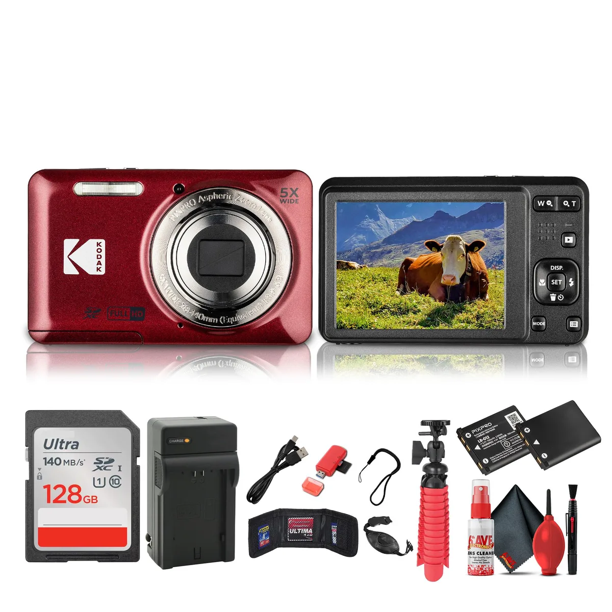 Kodak Kodak Pixpro FZ55 Red 16MP 128GB Camera Kit — product photo