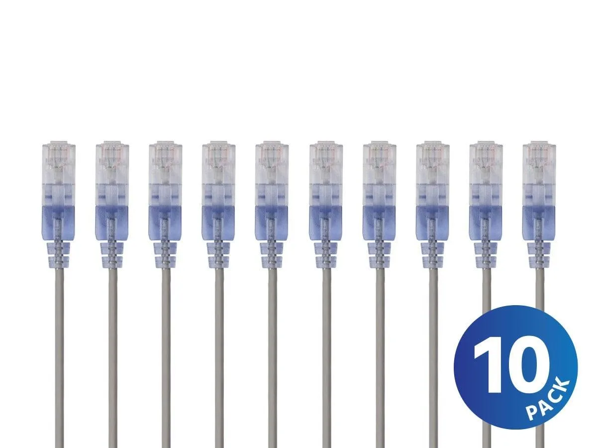 Monoprice Inc. Monoprice 133268 Cat6A SlimRun Network Ethernet Cable 25 Feet Gray 10-Pack — product photo