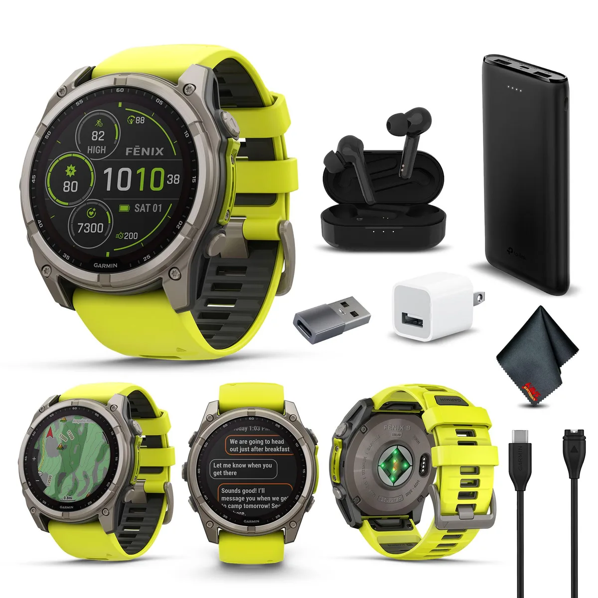 Garmin Garmin fenix 8 51 mm Solar Sapphire Titanium Yellow wearable technology — product photo