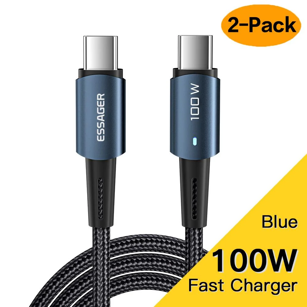 ESTONE ESTONE Essager CG100W USB-C cable 100W 6.6ft Blue 2-pack — product photo