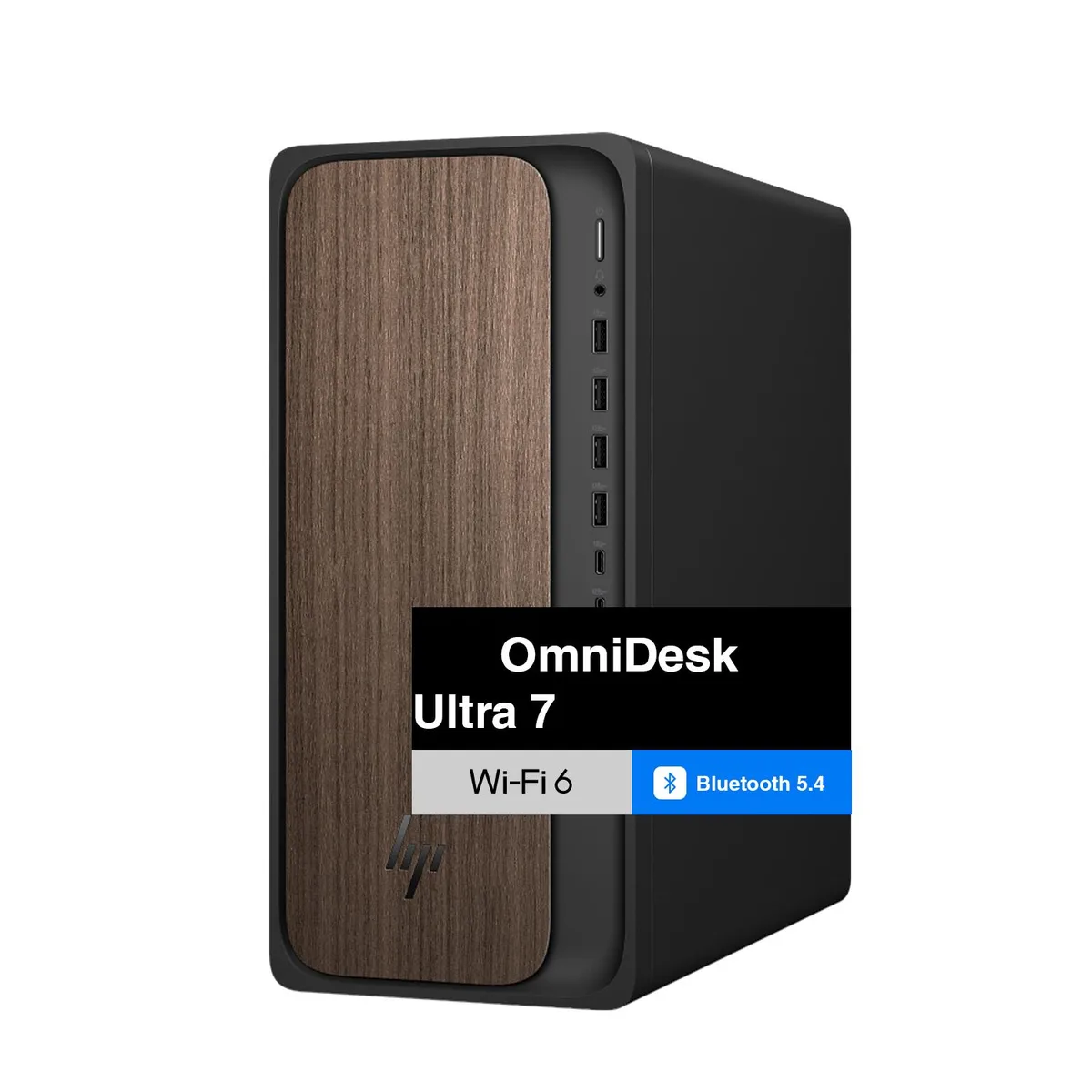 HP HP OmniDesk AI PC desktop Ultra 7-265 16GB DDR5 1TB NVMe 280W Dark Wood — product photo