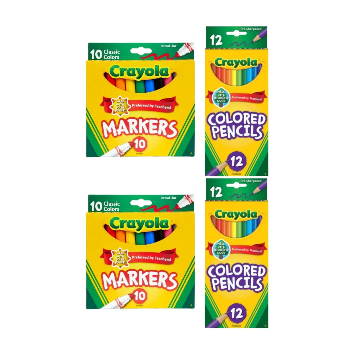Crayola Crayola SP-53653249753406 2×10 Broad Line Markers &amp; 2×12 Colored Pencils illustration set — product photo