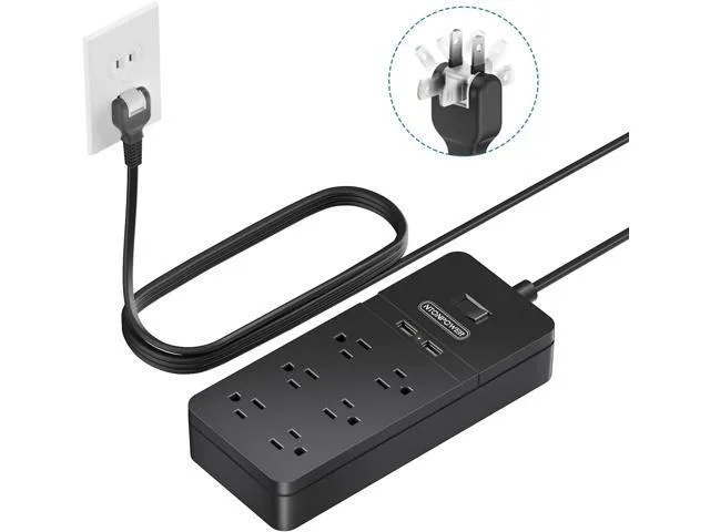 LORDWORLD LORDWORLD 2 Prong Surge Protector 6 Outlets 2 USB 10ft Cord 2100J — product photo