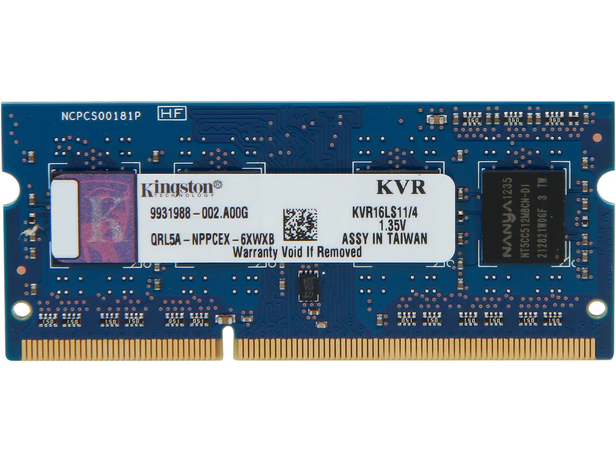 Kingston Technology Corp. Kingston Technology Corp. KVR16LS11/4 4GB DDR3L 1600 laptop RAM — product photo
