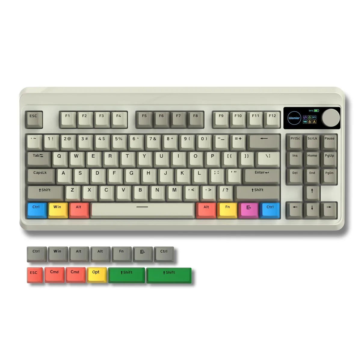 costom costom M87 Pro 75% Gaming Keyboard Grey OLED Knob — product photo