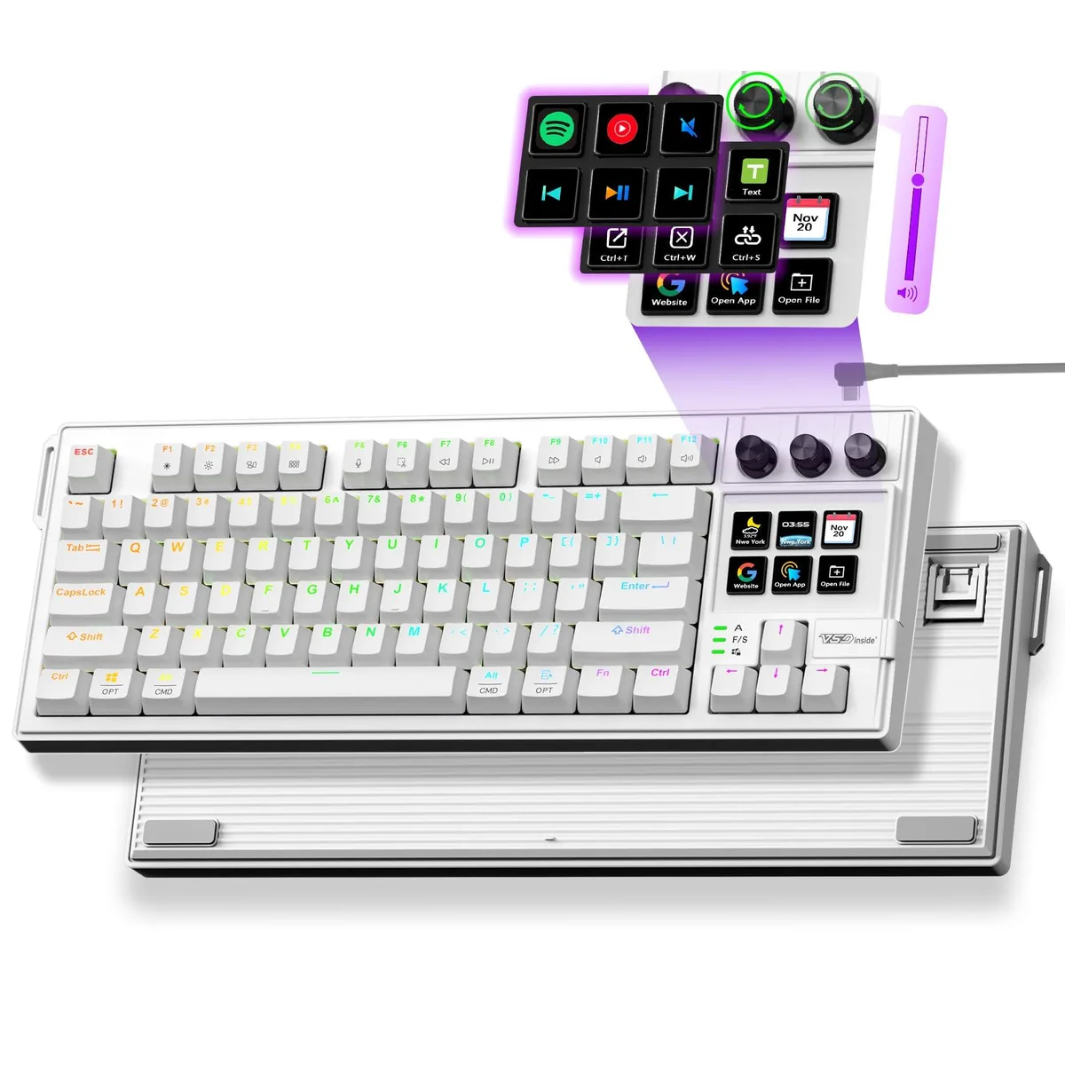  VSD K1 Pro 87-Key Macro Keyboard White Gasket RGB Wired — product photo