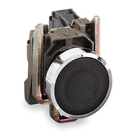Schneider Electric 22 mm flush push button, black head with chrome bezel