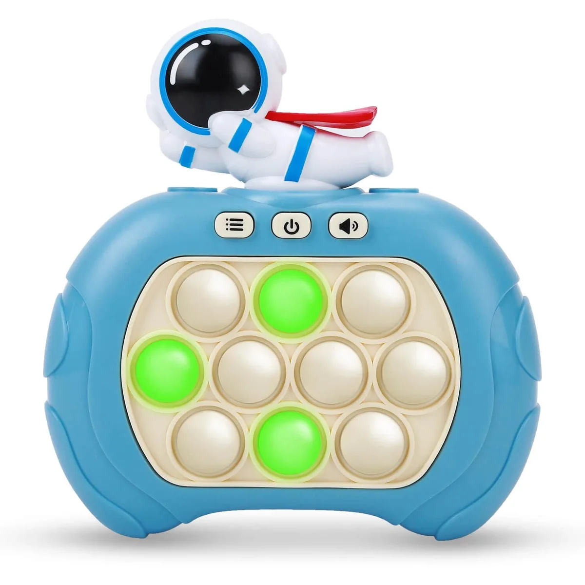 Handheld light-up bubble game console with silicone buttons
