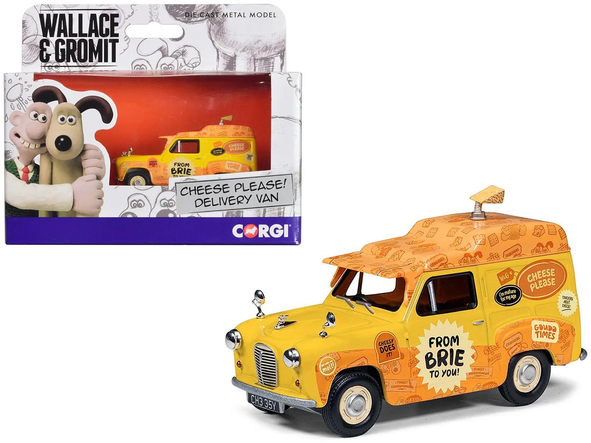 Corgi Corgi Austin A35 Van RHD Yellow "Cheese Please" Wallace &amp; Gromit Diecast Hobby Collectible — product photo