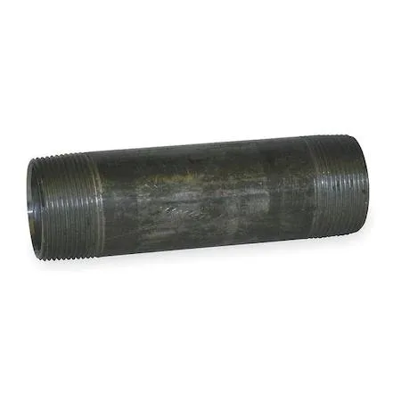Black steel pipe nipple with threaded NPT ends