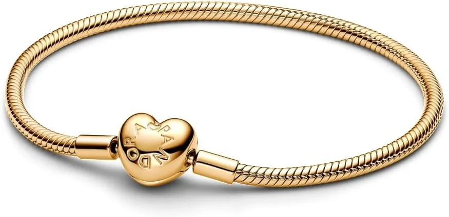 PANDORA PANDORA Moments Heart Clasp Snake Chain Bracelet 14k Gold Plated — product photo
