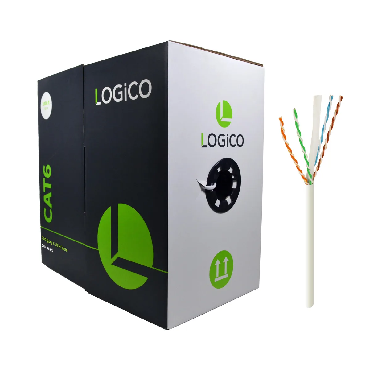 Logico Logico C6EU2702 Cat6 Plenum network ethernet cable 1000ft 23AWG 550MHz White — product photo
