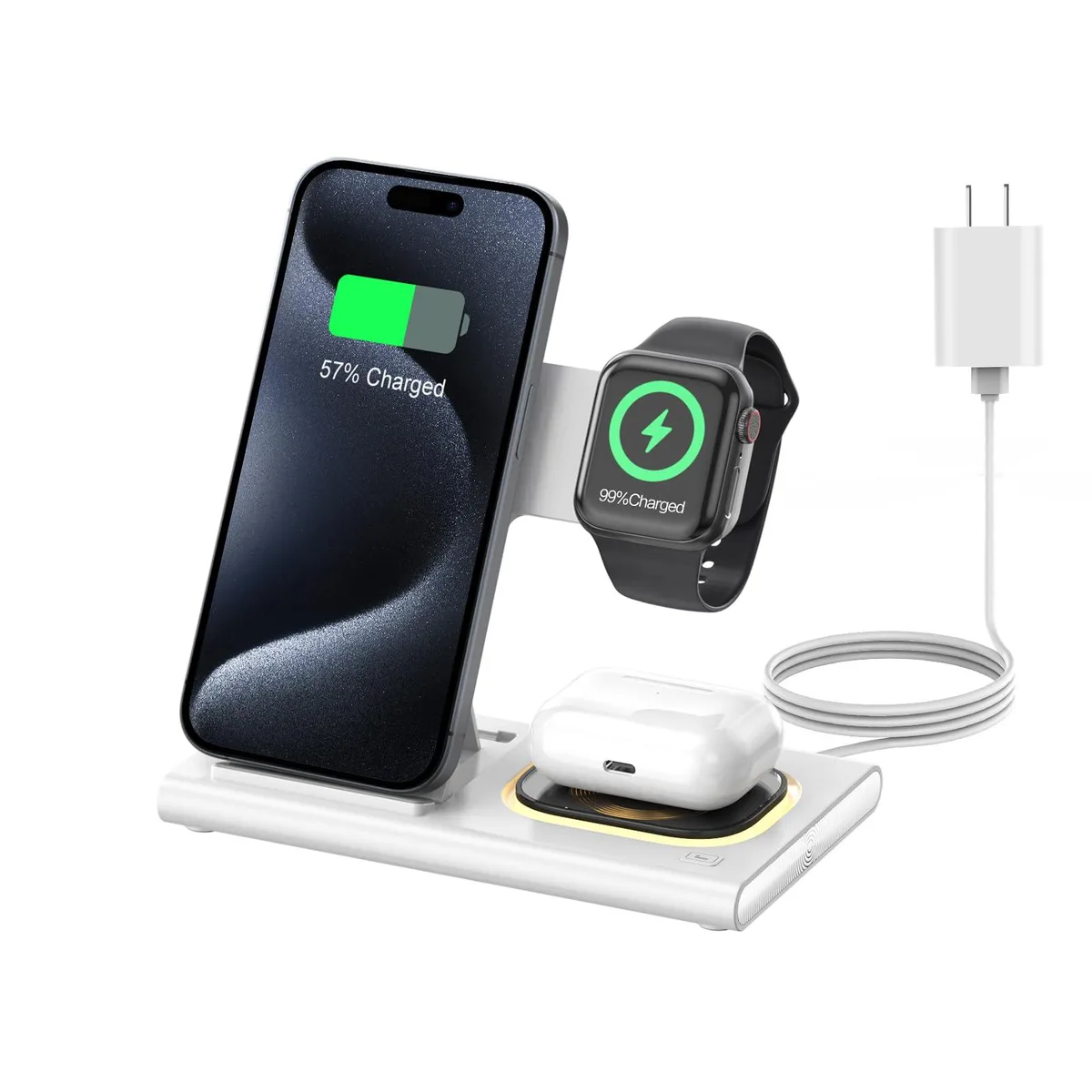 Aresh XY18U30-QC1 3-in-1 Foldable Wireless Charger White — product photo