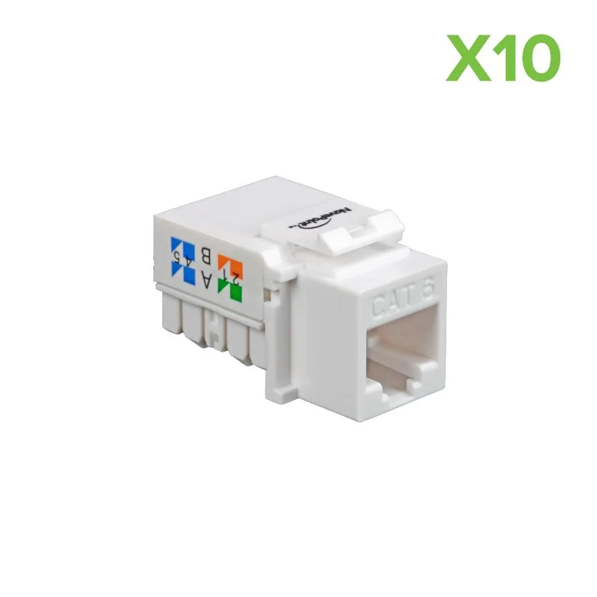 NavePoint NavePoint CAT6 Keystone Jack Right Angle White 10-pack — product photo