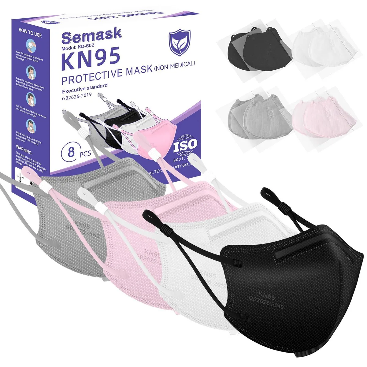  Semask KD-S02 Personal Protective Equipment 8 Pack Mixed Colors — product photo