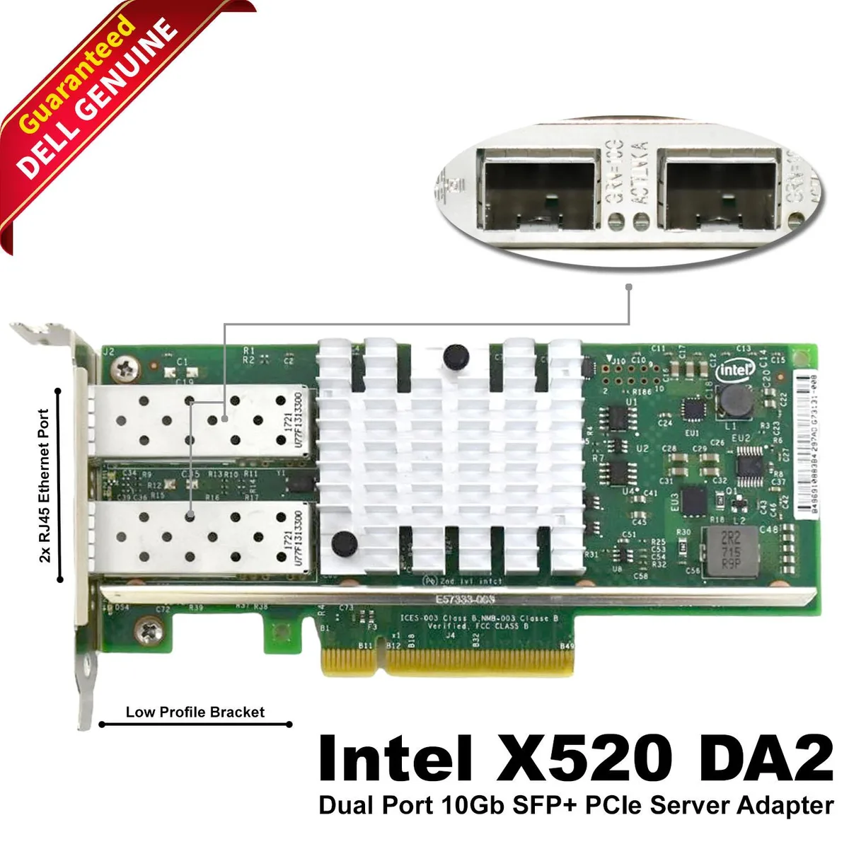 DELL DELL X520-DA2 10 Gb dual-port SFP+ low-profile expansion card — product photo