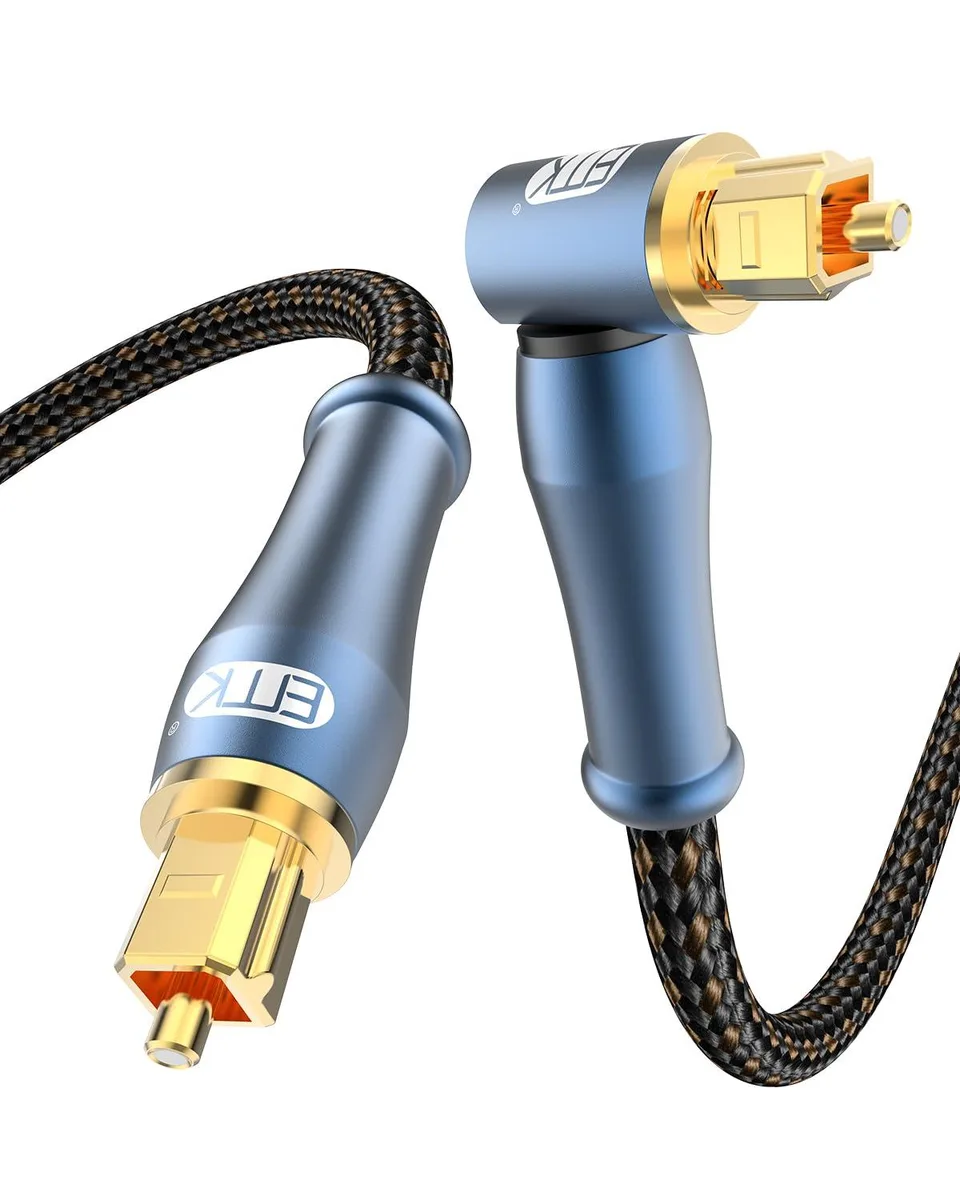  EMK Toslink Digital Optical Audio Cable 90 Degree 360 Degree Rotating 24K Gold 6.6ft 2m — product photo