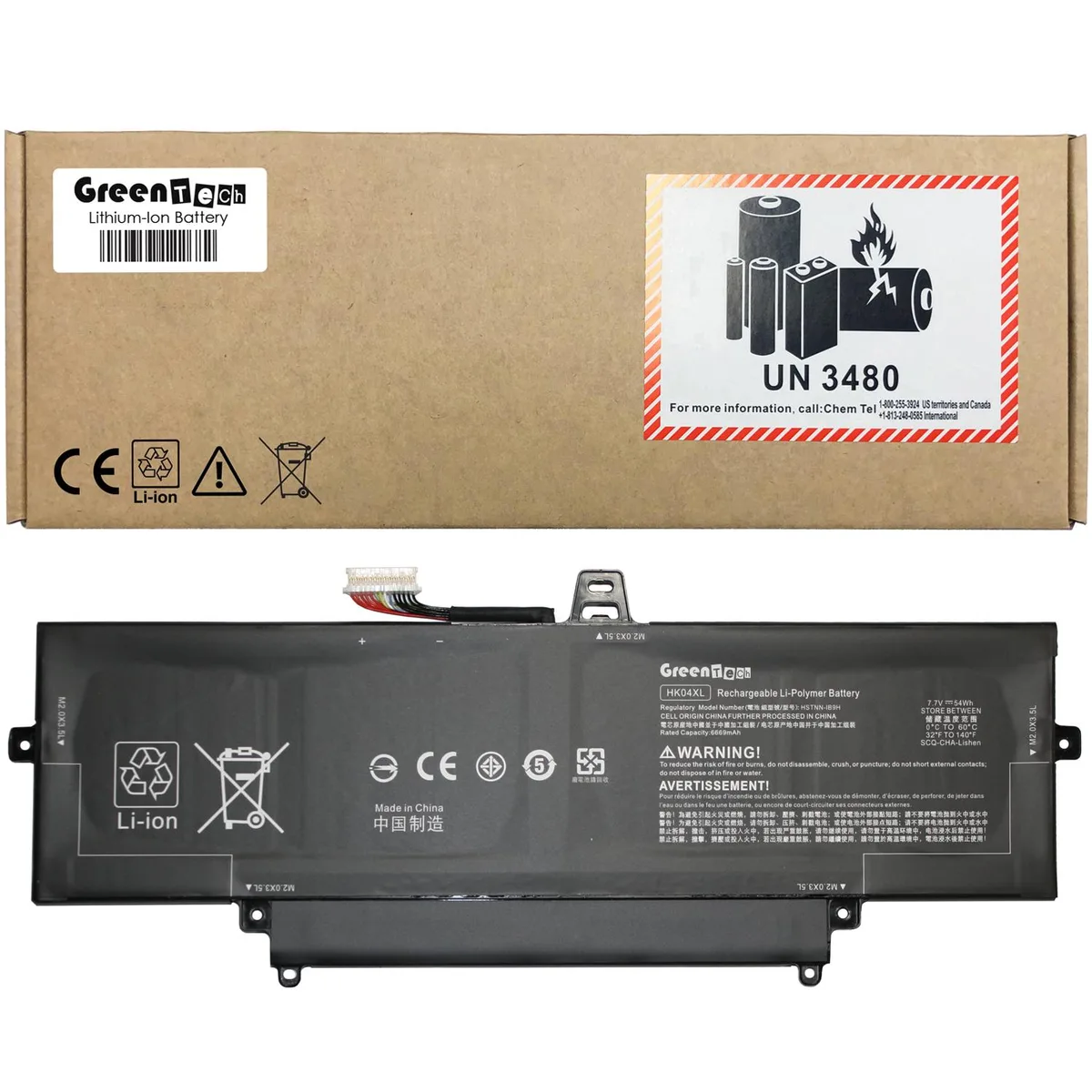 GreenTechLLC GreenTechLLC GTS-HK04XL-54WH 54WH laptop battery for HP EliteBook x360 1030 1040 G7 G8 — product photo