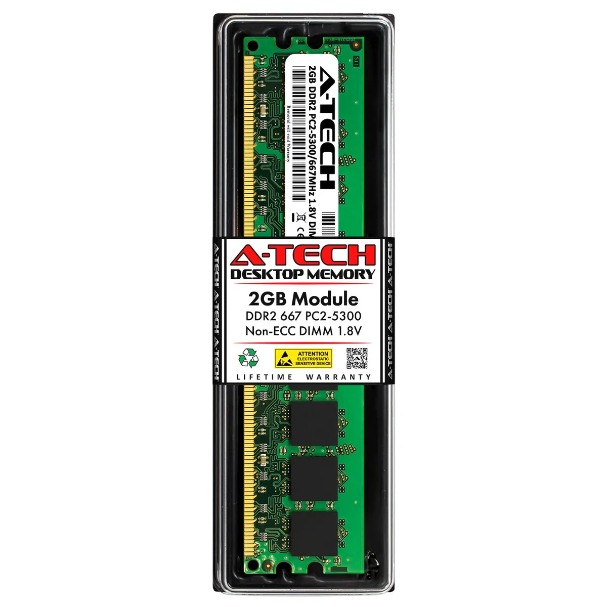 A-Tech A-Tech 2GB DDR2 667MHz PC2-5300 UDIMM CL5 1.8V 240-Pin Desktop RAM — product photo