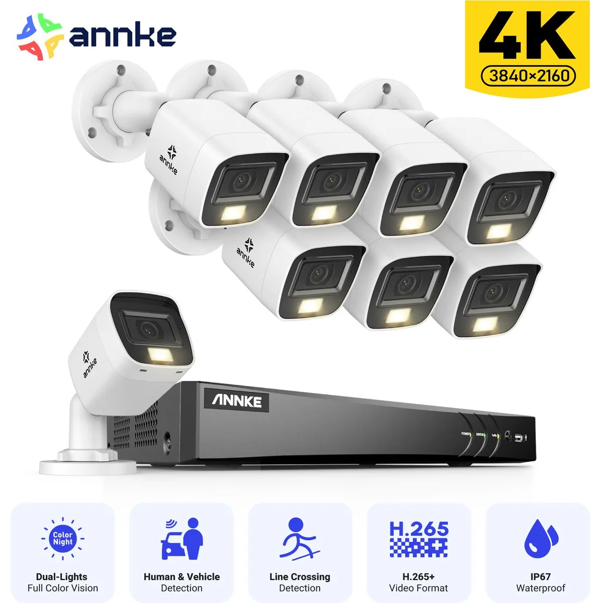 Annke Annke 4K 8MP 8CH AI DVR 0TB 8x Bullet IP67 Surveillance Security System — product photo