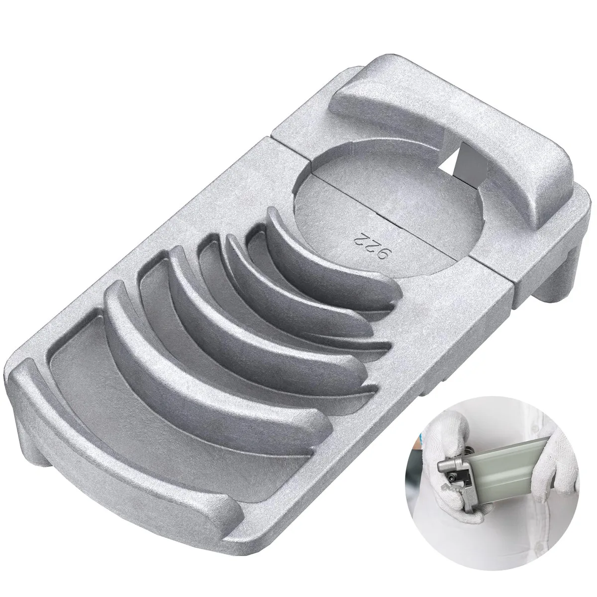 Handheld aluminum die-cast deburring tool with reversible hardened steel blade for 15-degree chamfer