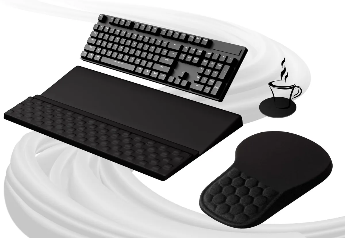  Keychron OPB16602D01B01OFAP Ergonomic Mouse Pad &amp; Keyboard Wrist Rest Set, Black — product photo
